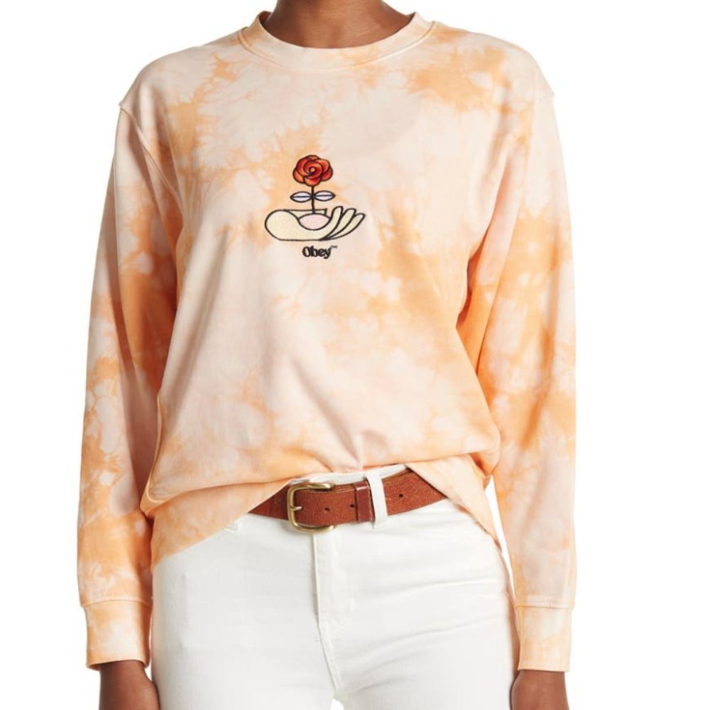 OBEY Clothing Warden Tie Dye Rose Pullover Sweatshirt